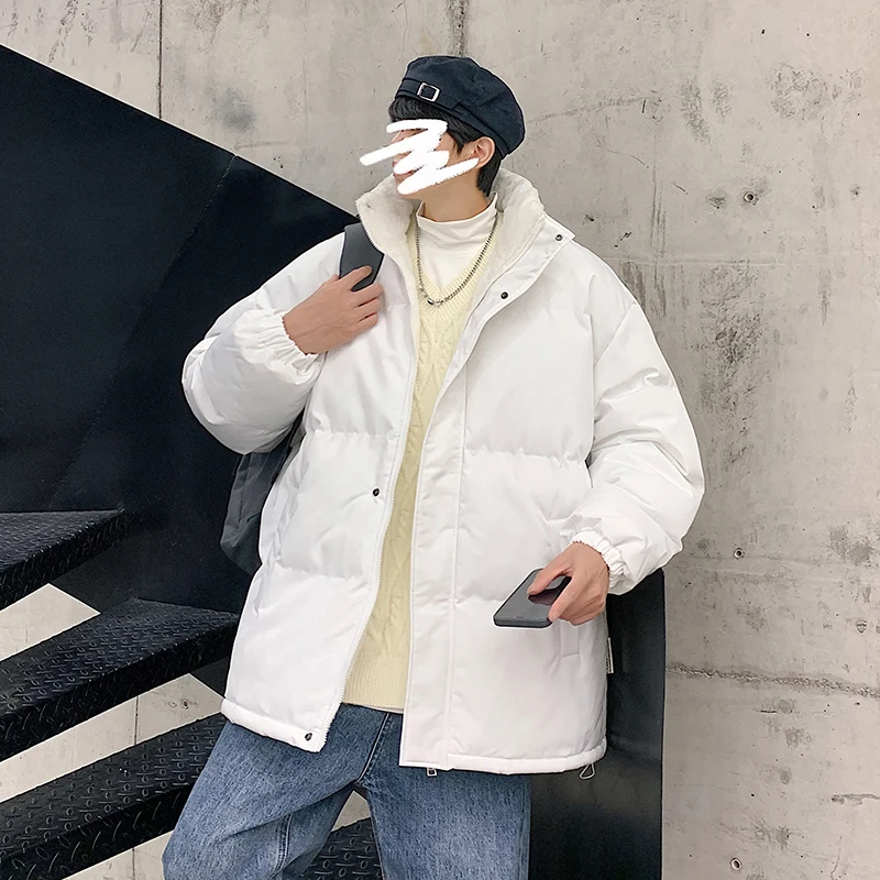 سترة شتوية بياقة واقفة للرجال وصلت حديثًا سترة بلون سادة سترة دافئة سميكة معطف منتفخ كبير الحجم #2