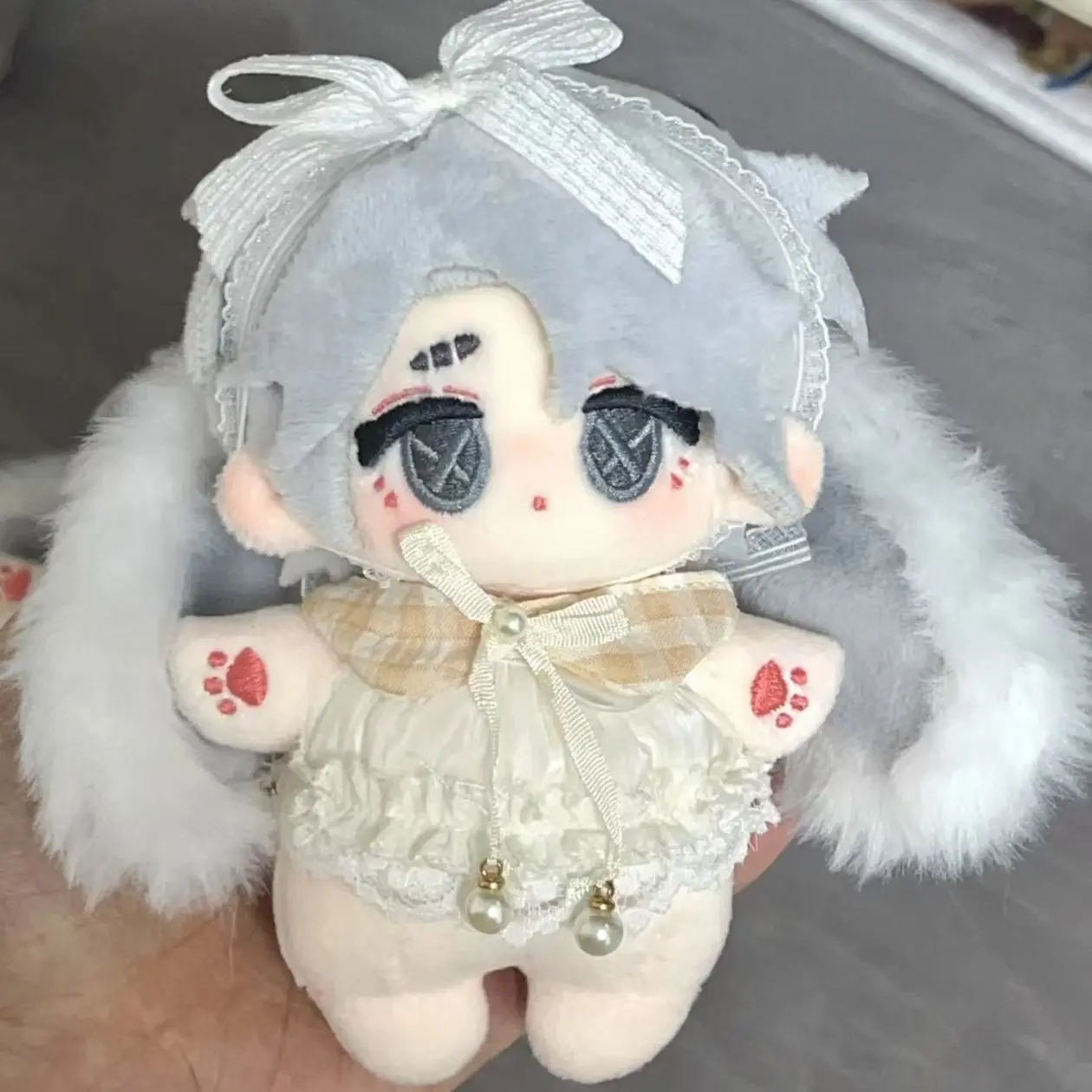 12cm 아이덴티티 V 게임 죽음의 사제 에소프 칼 봉제 인형 미니 드레스업 면 인형 만화 불가사리 프린트 친구 선물