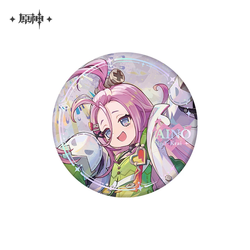 58mm Game Genshin Impact The Moon Leads Home Aino Lauma Flins Cosplay COSTUME Badge Pin SPTE Tinplate Brooch﻿ Prop Gilf