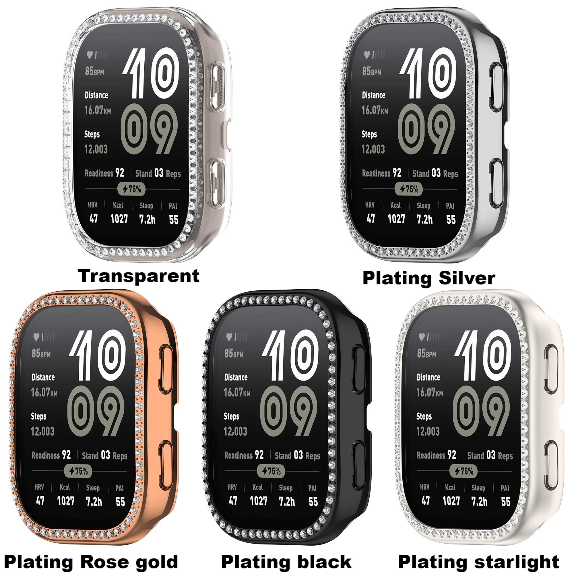 Funda de diamante de una sola fila para reloj inteligente Amazfit Bip 6(A2435), marco de carcasa protectora de PC para Amazfit Bip6, accesorios de moda