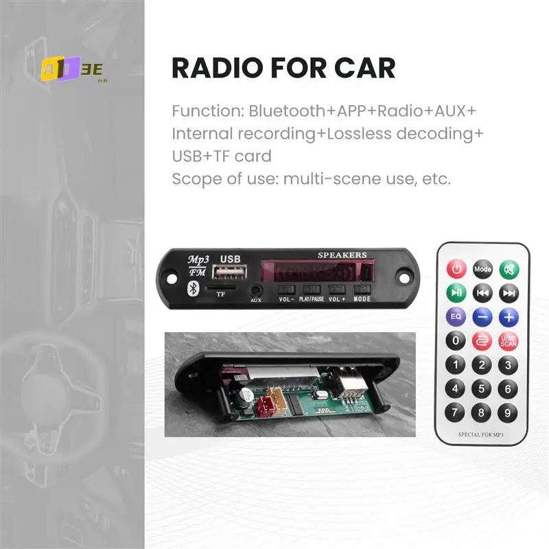 A13E-USB MP3-модуль Bluetooth 12 В MP3 WMA-декодер, аудиомодуль FM AUX USB TF-радио для автомобиля, удаленный музыкальный динамик