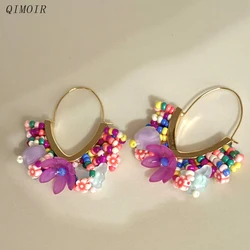 Multi Color Seed Beads Clip On Hoop Earrings For Women Fashion Jewelry Bohemia New Style Holiday Accessories Gifts Trendy C1833