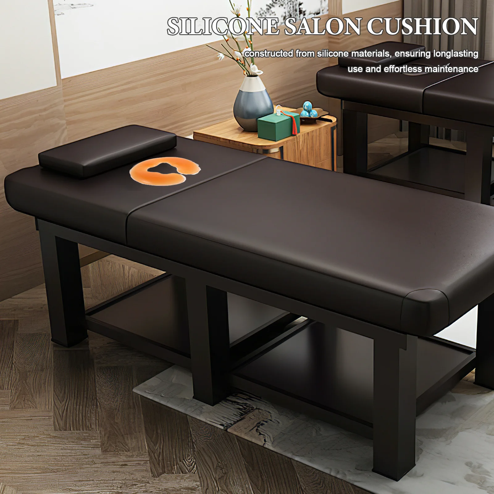 

Silicone Beauty Bed Face Cushion Orange Soft Face Head Rest Pillow U Shaped Neck Pillow Spa Facial Massage Head Cradle Cushion