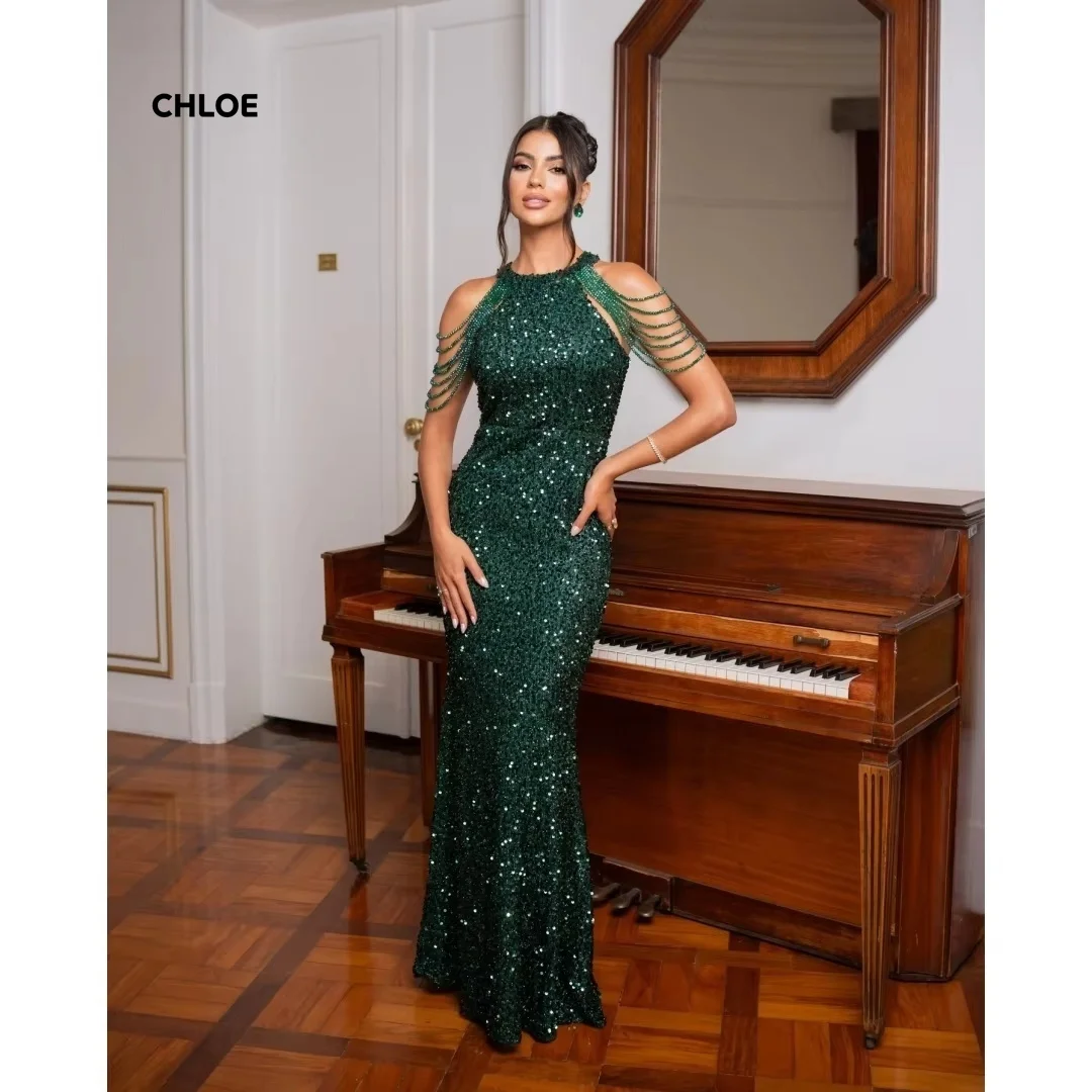 

Вечернее роскошное платье с бусинами, элегантные платья по индивидуальному заказу, женское платье с рыбьим хвостом, зеленый блестящий халат, вечернее скромное платье для выпускного вечера, бальные платья