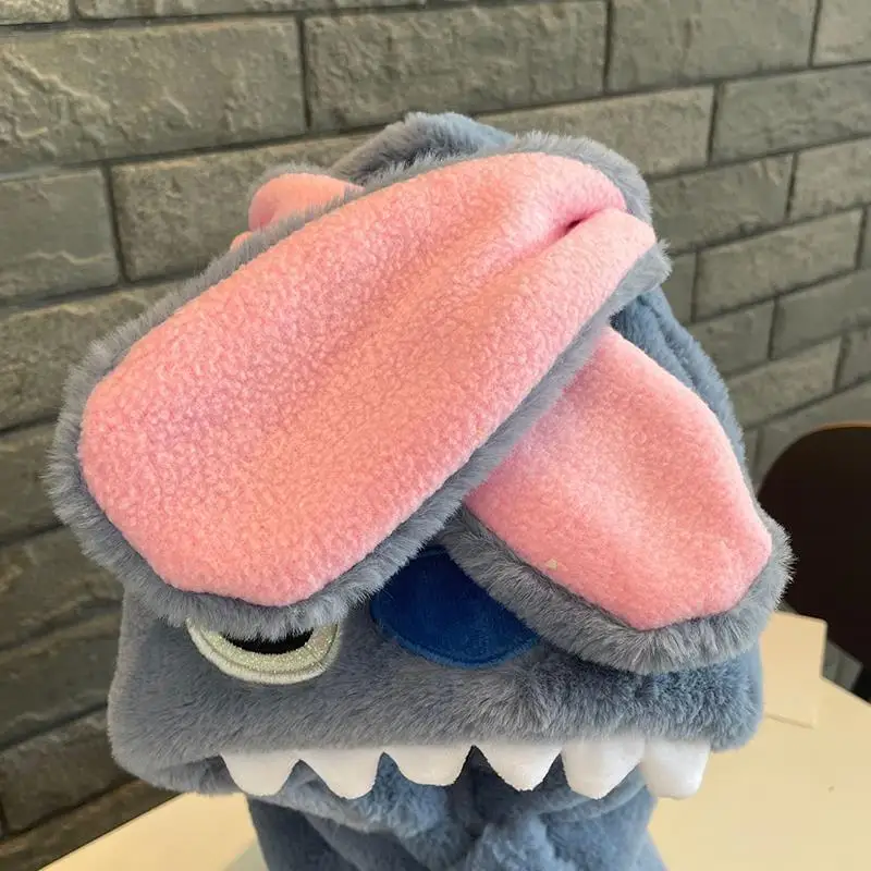 Zimowe czapki damskie, szaliki i rękawiczki Gruby ciepły zestaw Disney Stitch Fluffy Plush Keep Warm do ochrony uszu Czapki nakrycia głowy