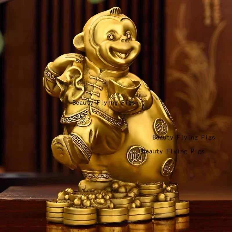 1pc Metal Monkey Ornament Office Wealth Recruitment Ornaments Home Decoration Chinese Zodiac Ornaments Feng Shui Accessories