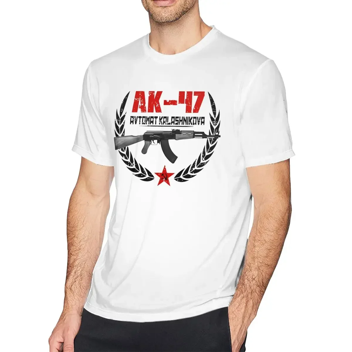 Camiseta de algodón puro para hombre, camisa de cuello redondo, Estilo Vintage, AK47, Avtomat Kalashnikova, Rifle AK, manga corta, cumpleaños