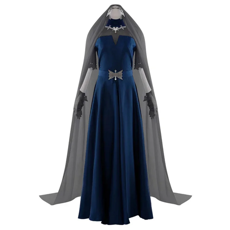 أزياء لينور التأثيرية للنساء فستان طويل مع قفازات فانتازيا بدلة الهالوين ملابس حفلات الكرنفال