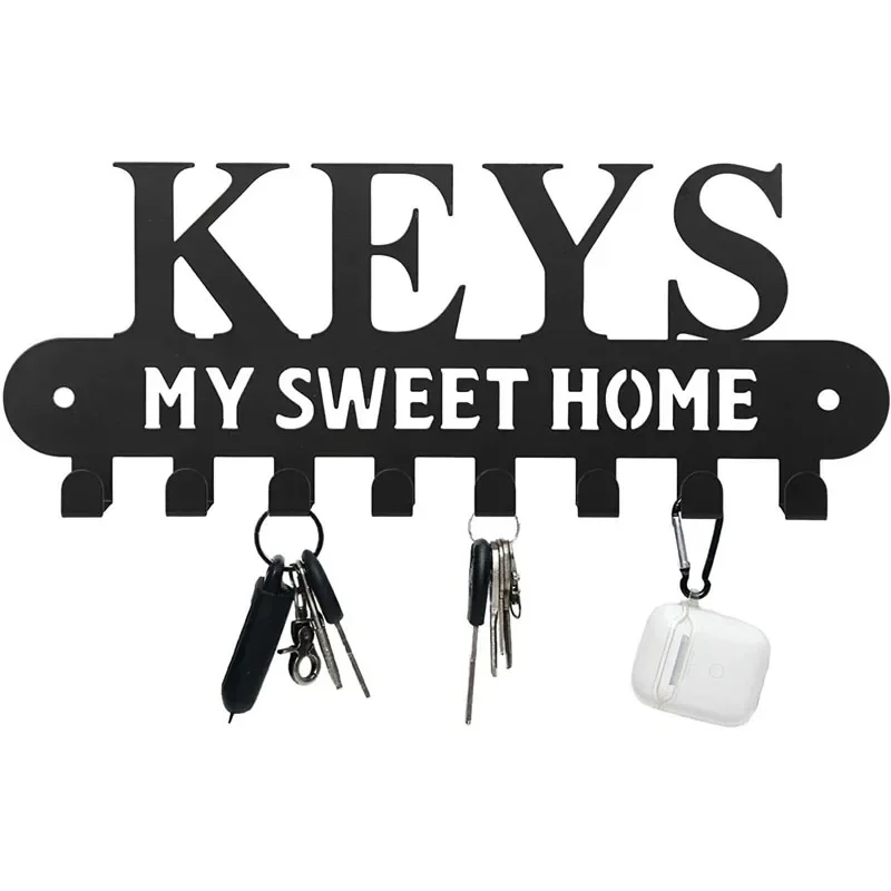 

Black Metal Balcony Wall-mounted Clothes Rack Key Holder Kitchen Organizer Bathroom Rangement Hooks Hangers Storage