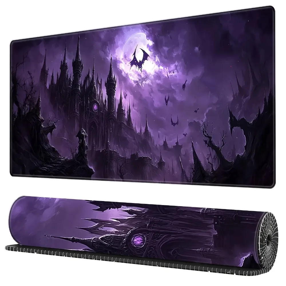 Dark Fantasy Castle Game Table Mat suitable for computers,office and PC gaming devices medieval castle style desktop accessory