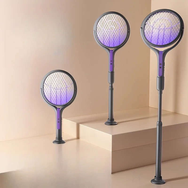 2 in 1 Electric Mosquito Swatter Foldable Extendable Mosquito Killer Lamp USB Charging Automatic UV Attractant Home Use