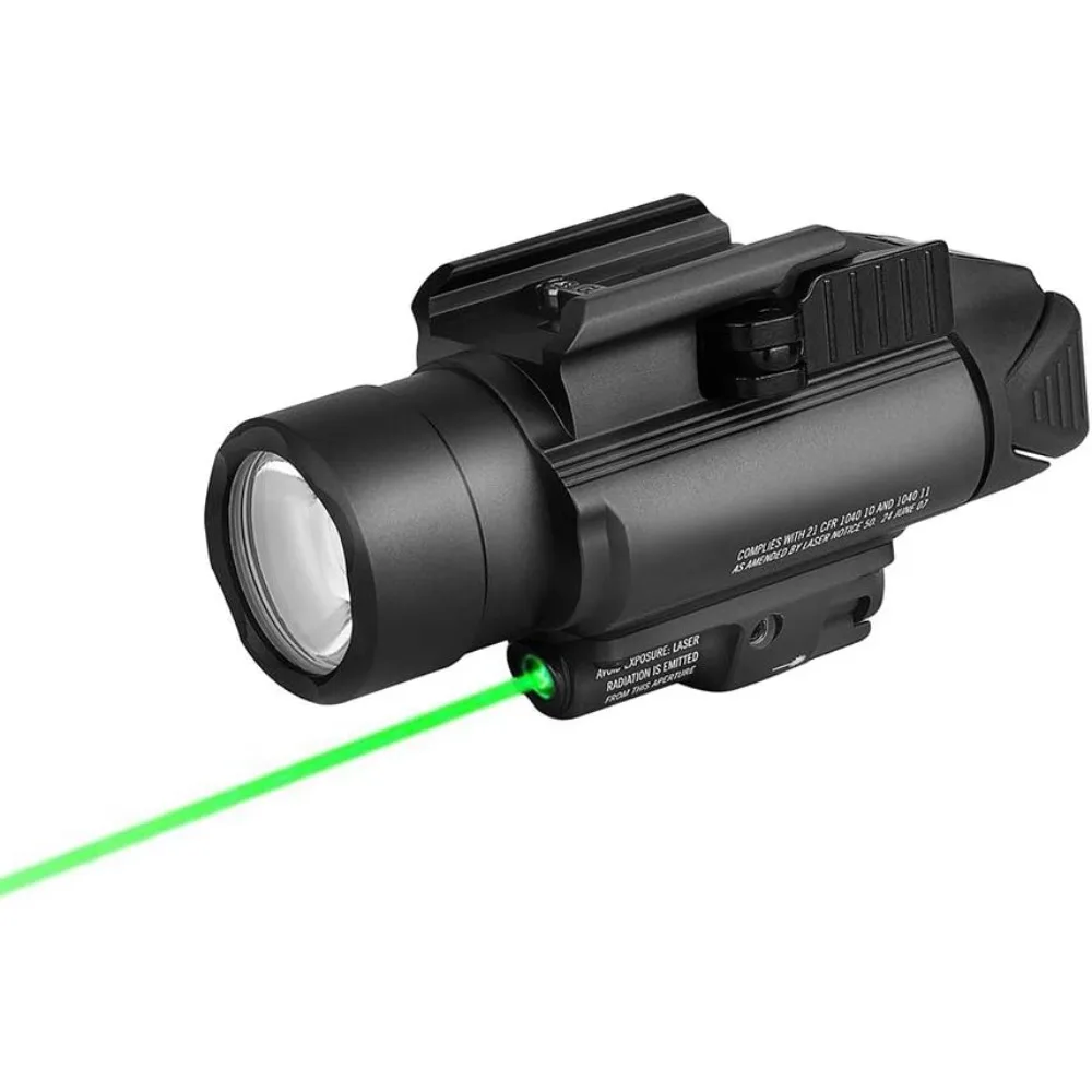 

Tactical Weapon Light with Green and White LED,260 Meter Beam Distance,Compatible with 1913 or GL Rail,Including Battery (black)