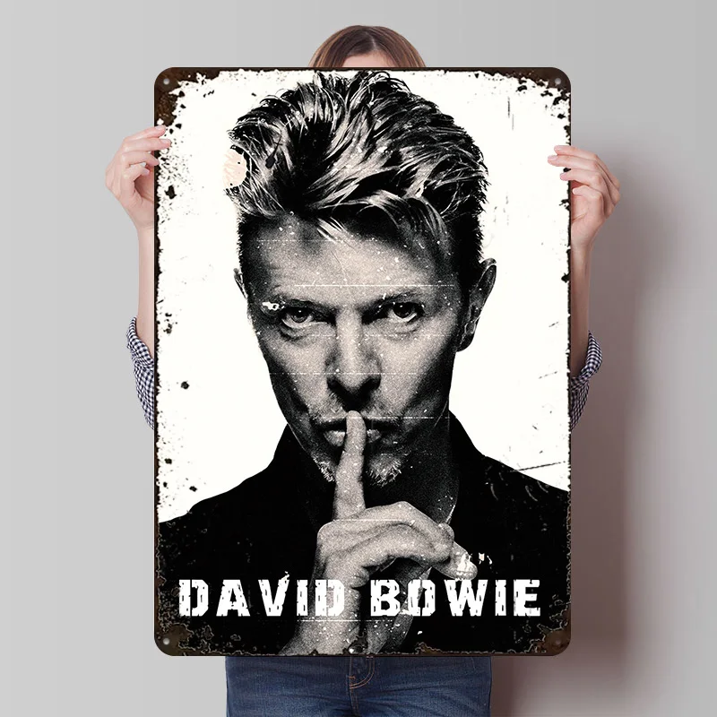 David Bowie Shushing Poster Customized Vintage Metal Signs Wall Art Retro Tin Plaque for Living Room Decoration Desk Decor House