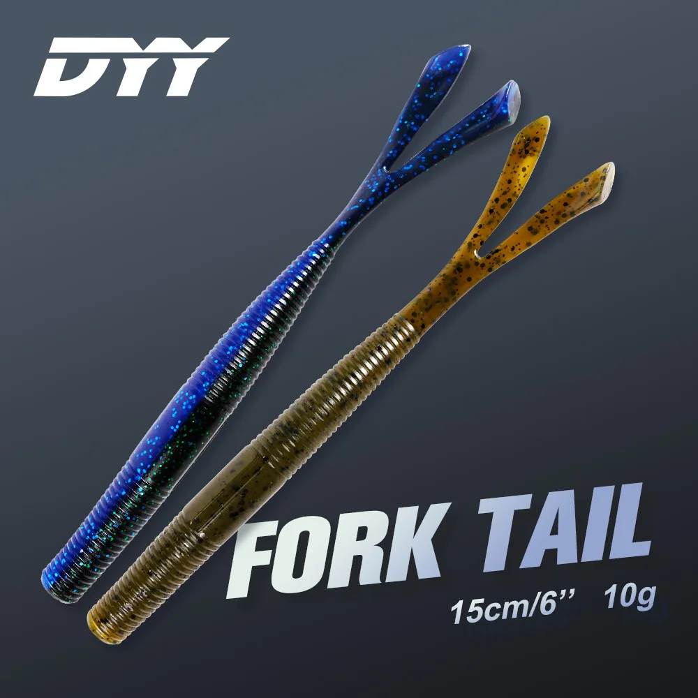 

DYY Fork Tail Stick Worm Soft Bait 15.5cm 6" 8.4g Senko Silicone Bass Pike Swimbait Artificial Fishing Soft Lure