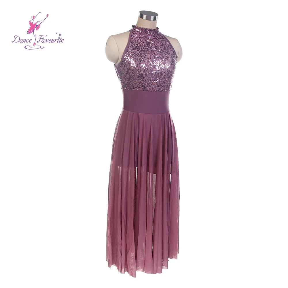 Costumes de danse préférés 18015, corsage à paillettes avec jupe longue en maille, robe de Ballet lyrique, Costumes de danse