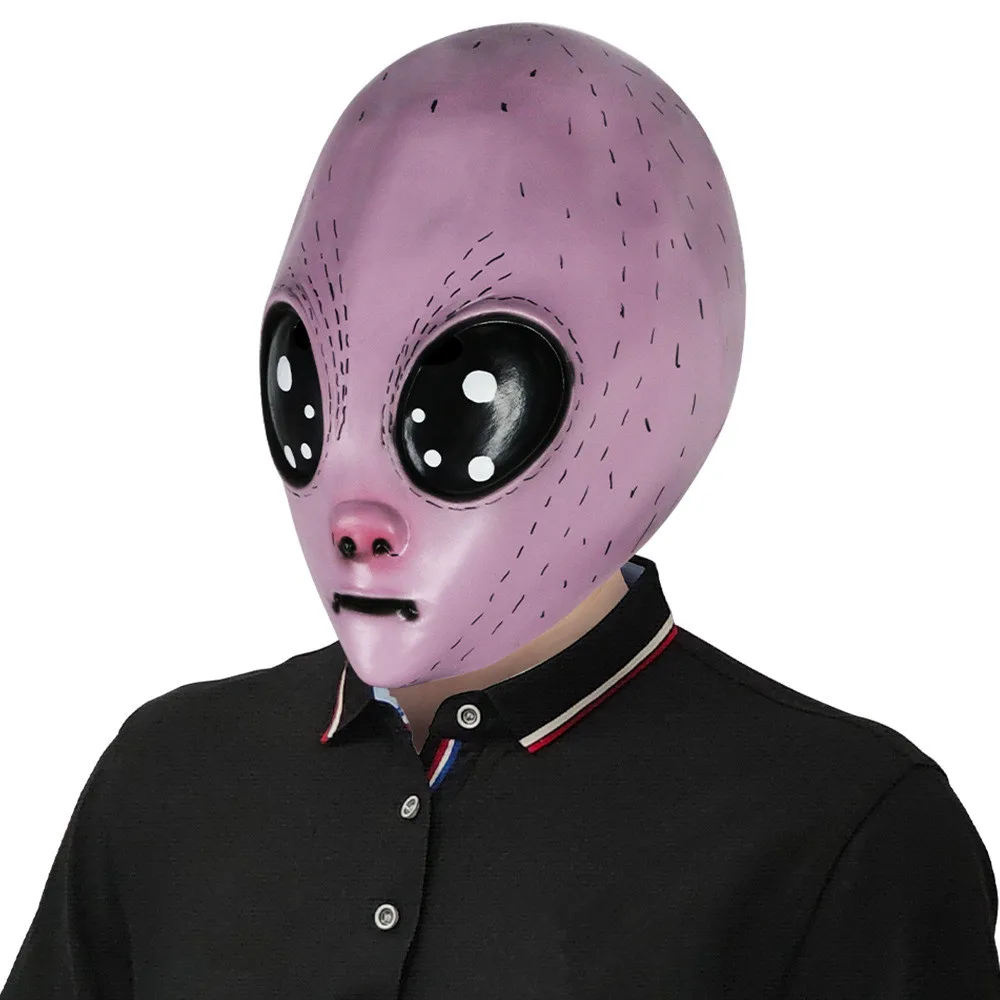 Realistische Alien-Gesichtsmasken Außerirdische Scherzmasken Lustige Halloween-Cosplay-Masken in Pink – Detail 2