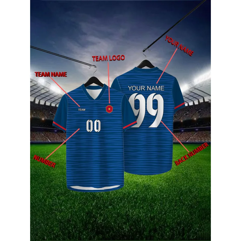 

Customized Geometric Green Short Sleeved Shirt With Team Name, Emblem, Name And Number, Outdoor Sports Short Sleeved T-Shirt