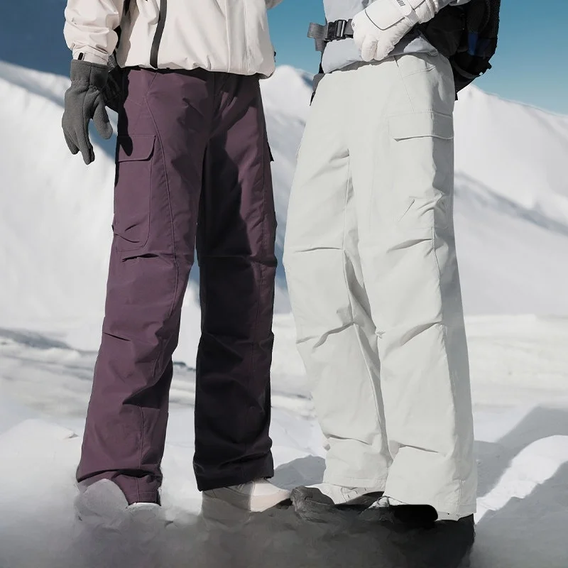 

Waterproof Windproof down Pants for Men And Women Outdoor Skiing Winter Trousers Youth Faion Warm Straight Leg Work Pants