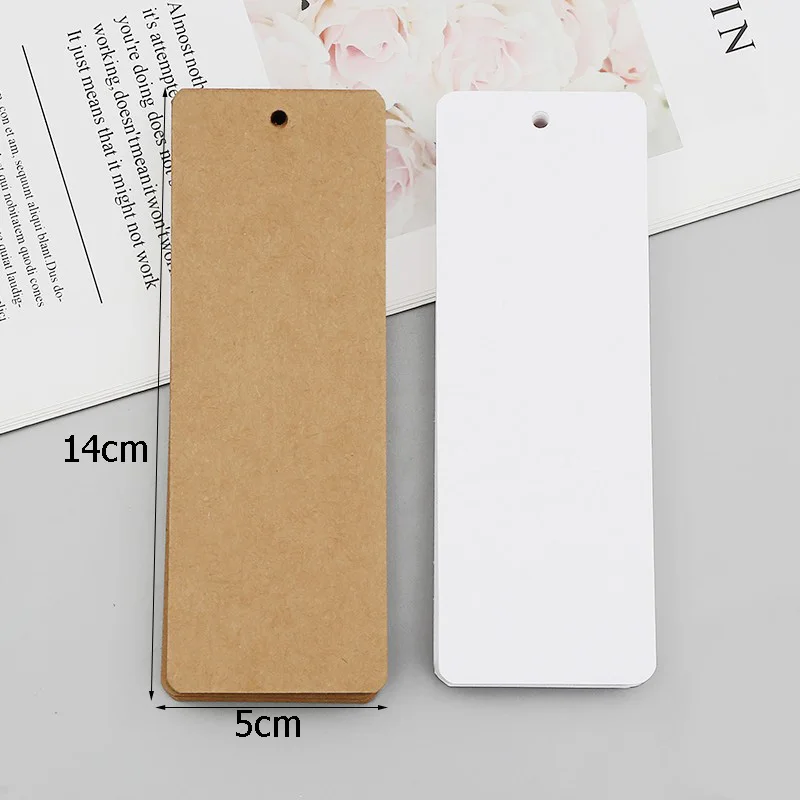 Rectangle White Kraft Paper Tags Blank Card Gift Packaging Hang Tag Labels for Clothing Garment Tag DIY Bookmark Handmade 30pcs