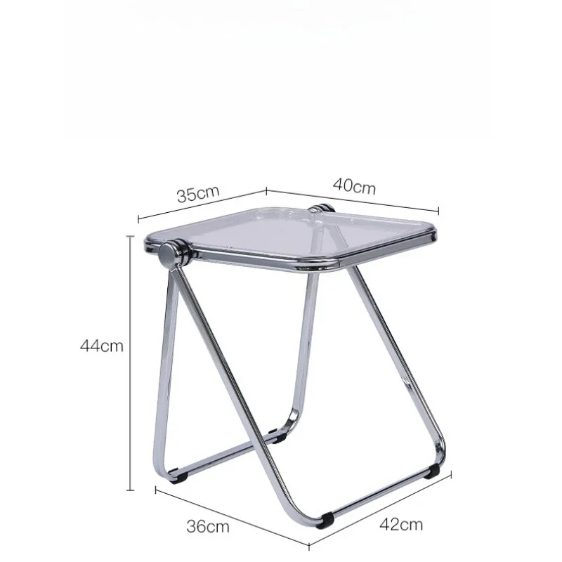 طاولة قهوة شفافة قابلة للطي، أثاث منزلي، طاولة منخفضة من الأكريليك العصرية، طاولة حافة أريكة محمولة وخفيفة الوزن