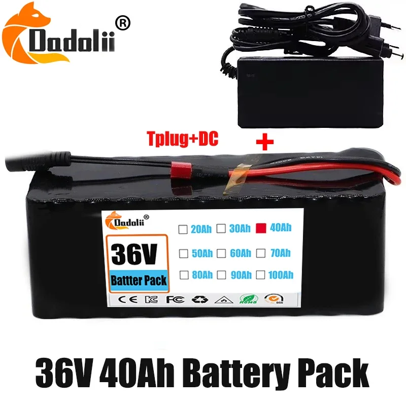 NEW 36V 40Ah 18650 Rechargeable Lithium Battery Pack 10S3P 1000W Power Modified Bicycle Scooter Electric Vehicle with BMS