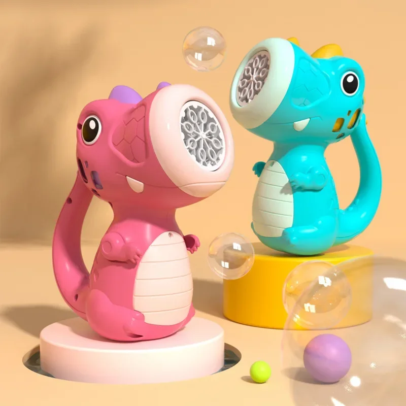 Máquina de bolhas de dinossauro com 8 buracos, soprador automático, brinquedo ao ar livre para crianças, fabricante de bolhas com música, parque de praia, lembranças para festa, presentes