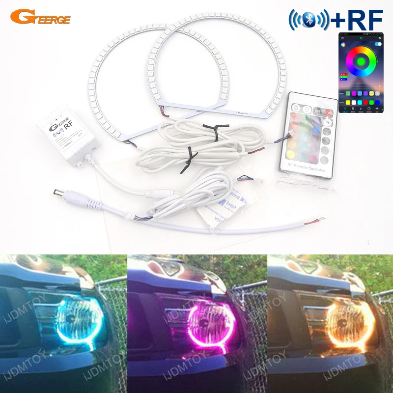 For Ford Mustang 2010 2011 2012 RF Remote Bluetooth-Compatible APP Multi-Color Ultra Bright RGB LED Angel Eyes Kit Halo Rings