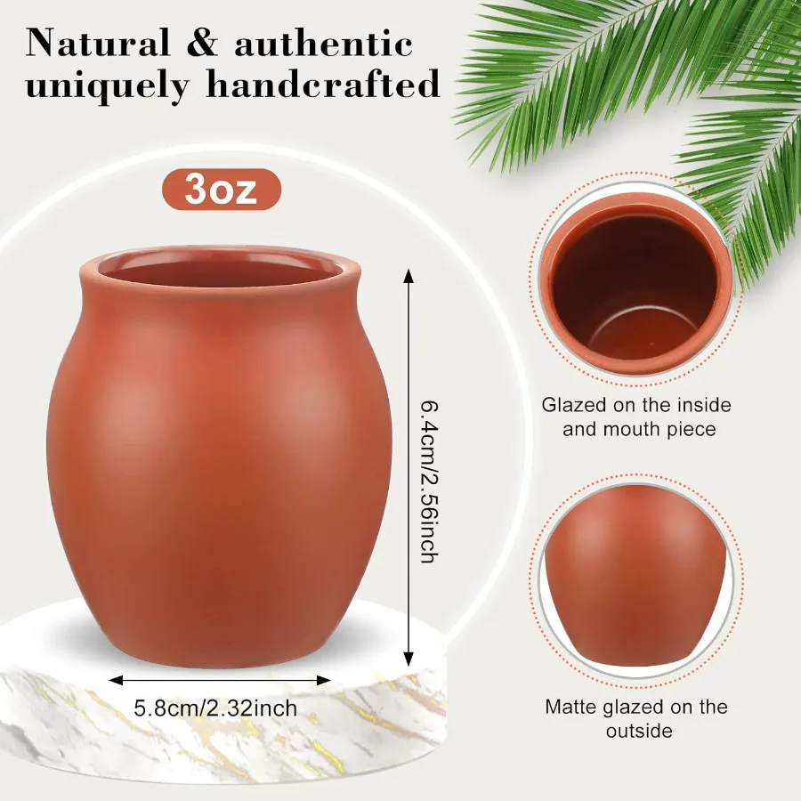 Conjunto de 24 copos de coquetel de cerâmica artesanais de 3 onças Mini Cantaritos de Barro Mexicanos para Tequila Margaritas Mojitos Jarritos P