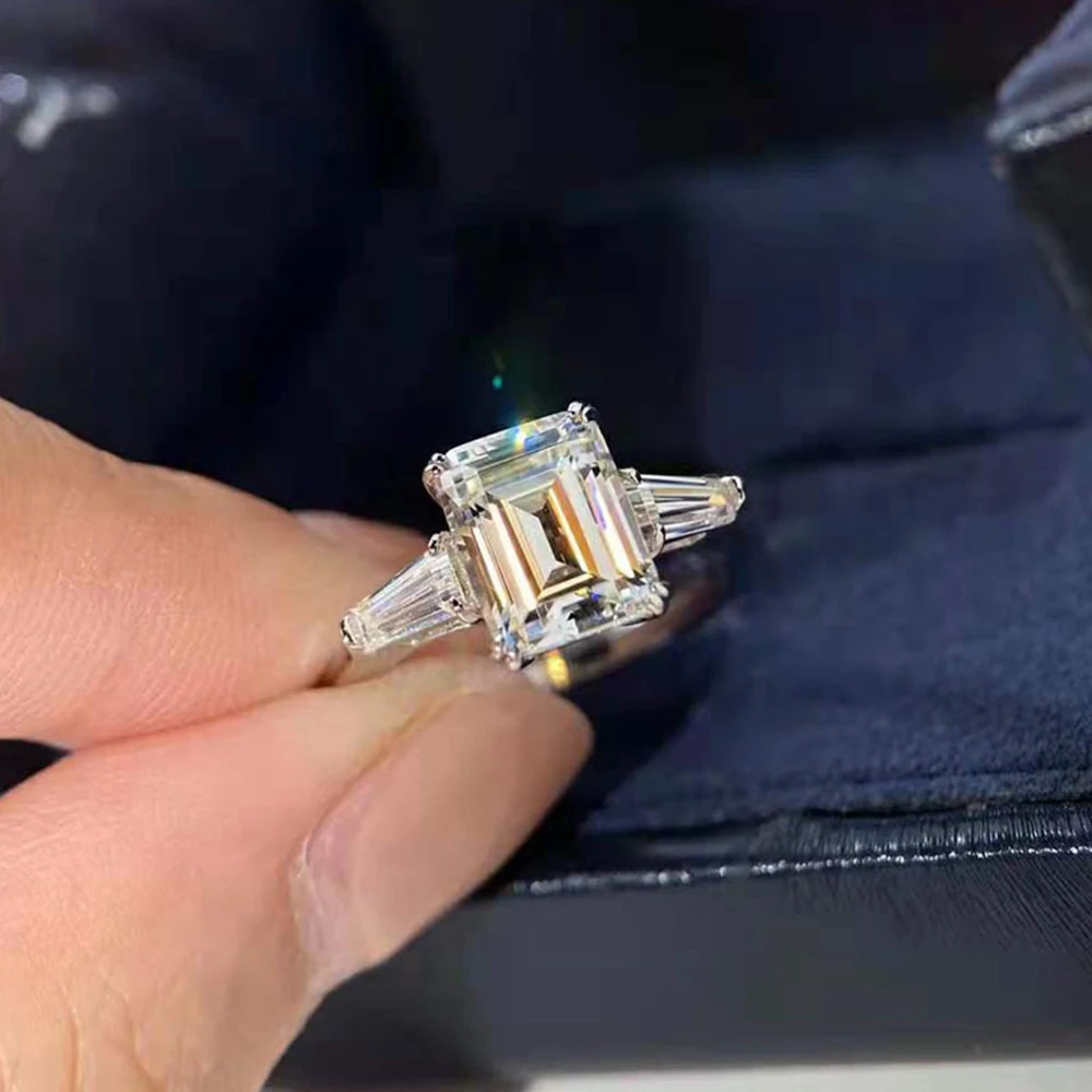 WUIHA Classsic 100% 925 Sterling Silver Emerald Cut 3CT Lab Sapphire Gems Wedding Engagement Ring Fine Jewelry Anniversary Gifts image 6