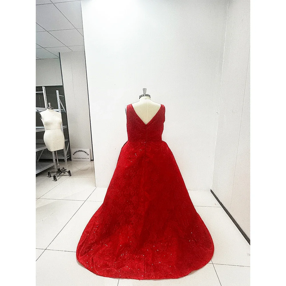 V-Neck Spaghetti Strapless Red Lace Evening Dresses Pleat High/Low Formal Occasion A-Line Gowns for Elegant Women Party Dress