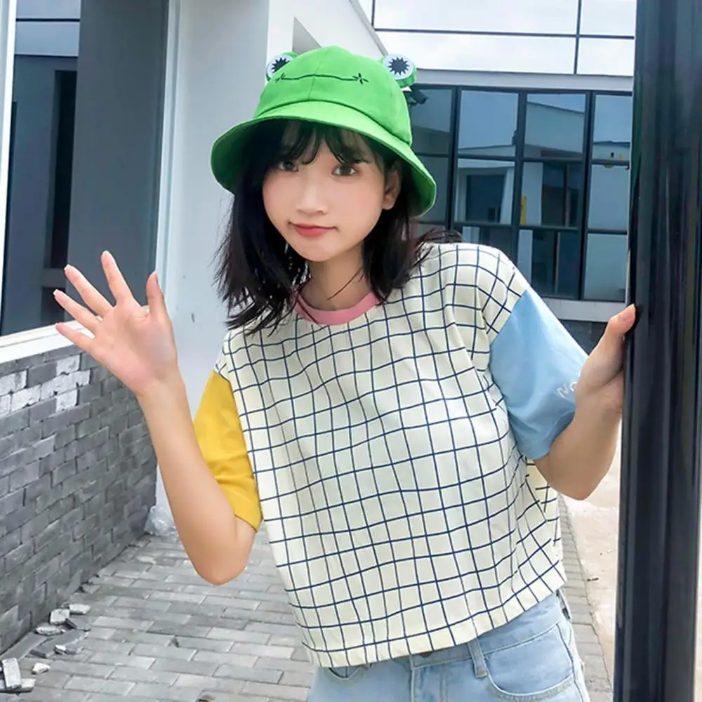 Women Fisherman Hat Cute Frog Design Sun Outdoor Cap Children Adults Bucket Hat Apparel Accessories