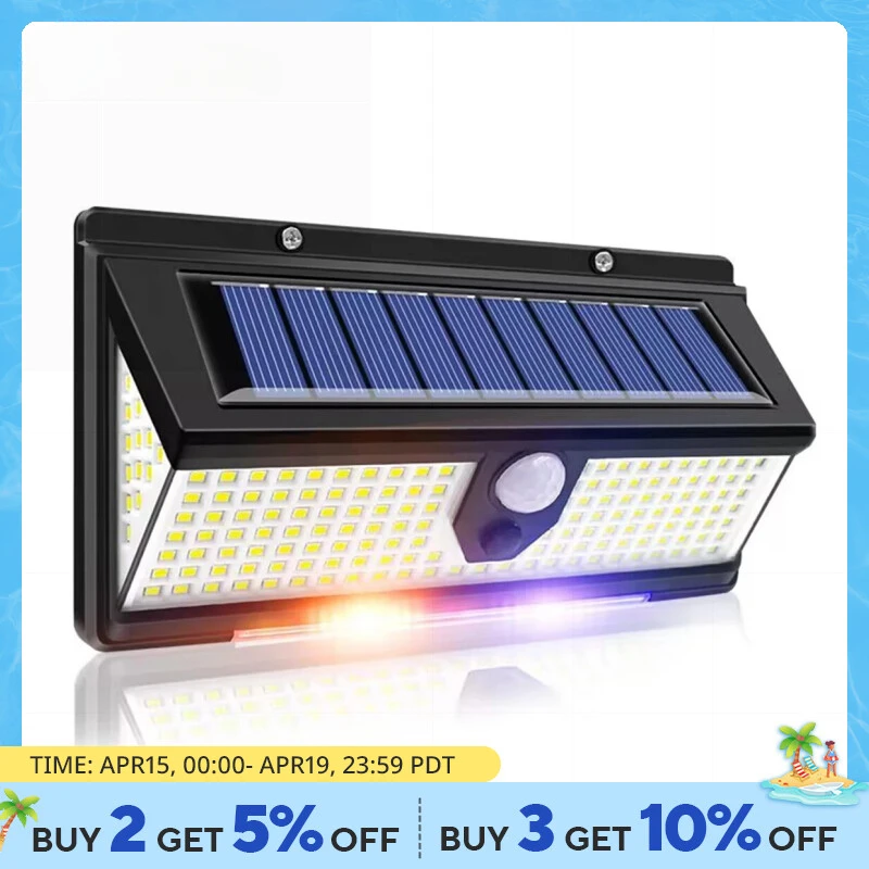 

190led Solar Led Light Outdoor Garden Decoration Wall Lamp With 4 Mode IP65 Waterproof Solar Motion Sensor Light For Yard Door