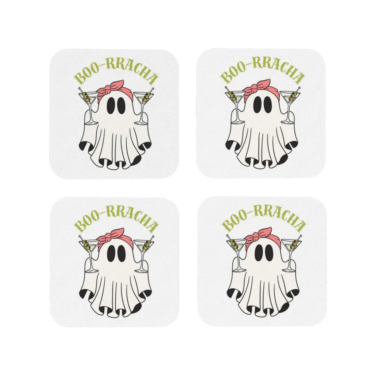 

Хэллоуин Советы Ghost Boo-rracha Дизайнерские подставки Кухонные салфетки Изоляционные кофейные коврики для чашек Декор Домашняя посуда Подушечки Набор из 4 шт.