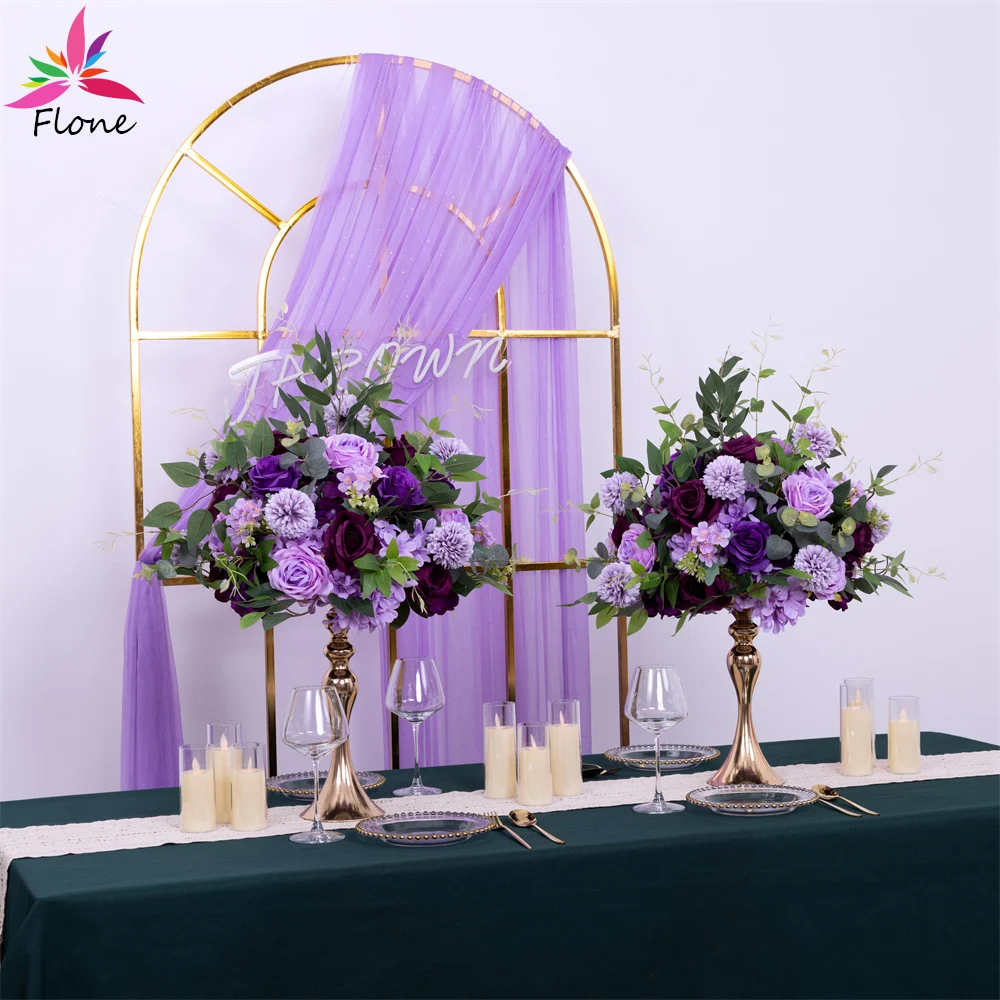 Dia 0.4m Purple Flower Ball Christmas Backdrop Decoration Artificial Rose Scallion Balls Eucalyptus Fleurs Artificielles Mariage