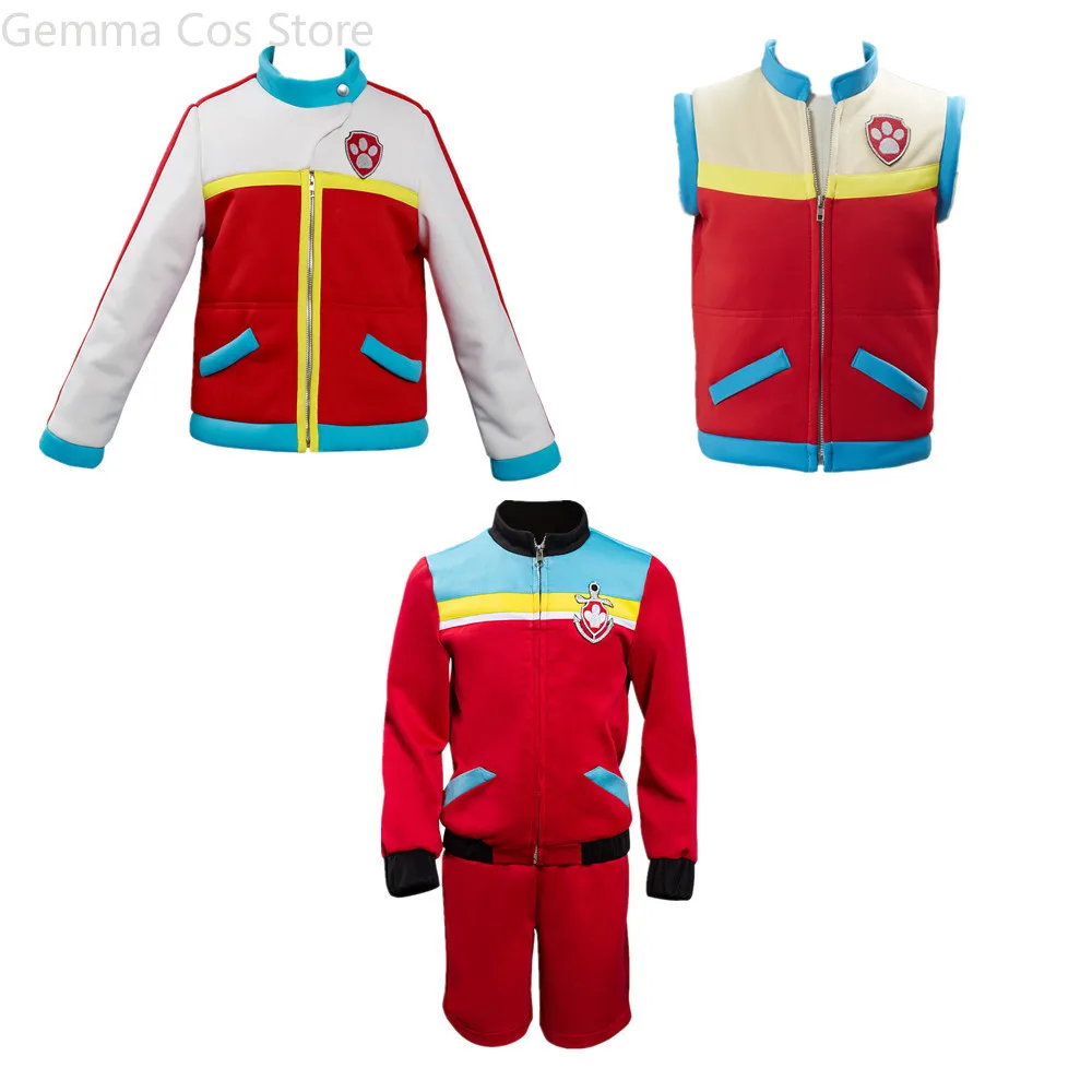 Child Adult Captain Ryder Cosplay Costume Boy Vest Jacket Coat Pants Suit Dog Red Sportswear Halloween Anime Movie Outfit Unisex