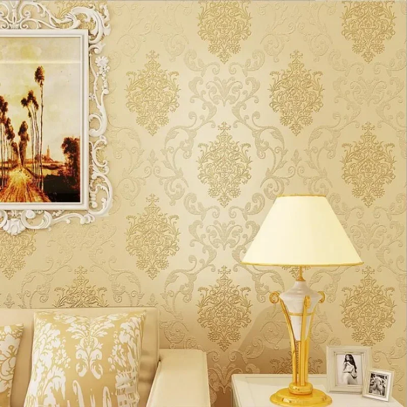 Three-Dimensional Thickened Non-woven Wallpaper for Home, Living Room, Bedroom, European Style, Background Wall, Moisture-Proof