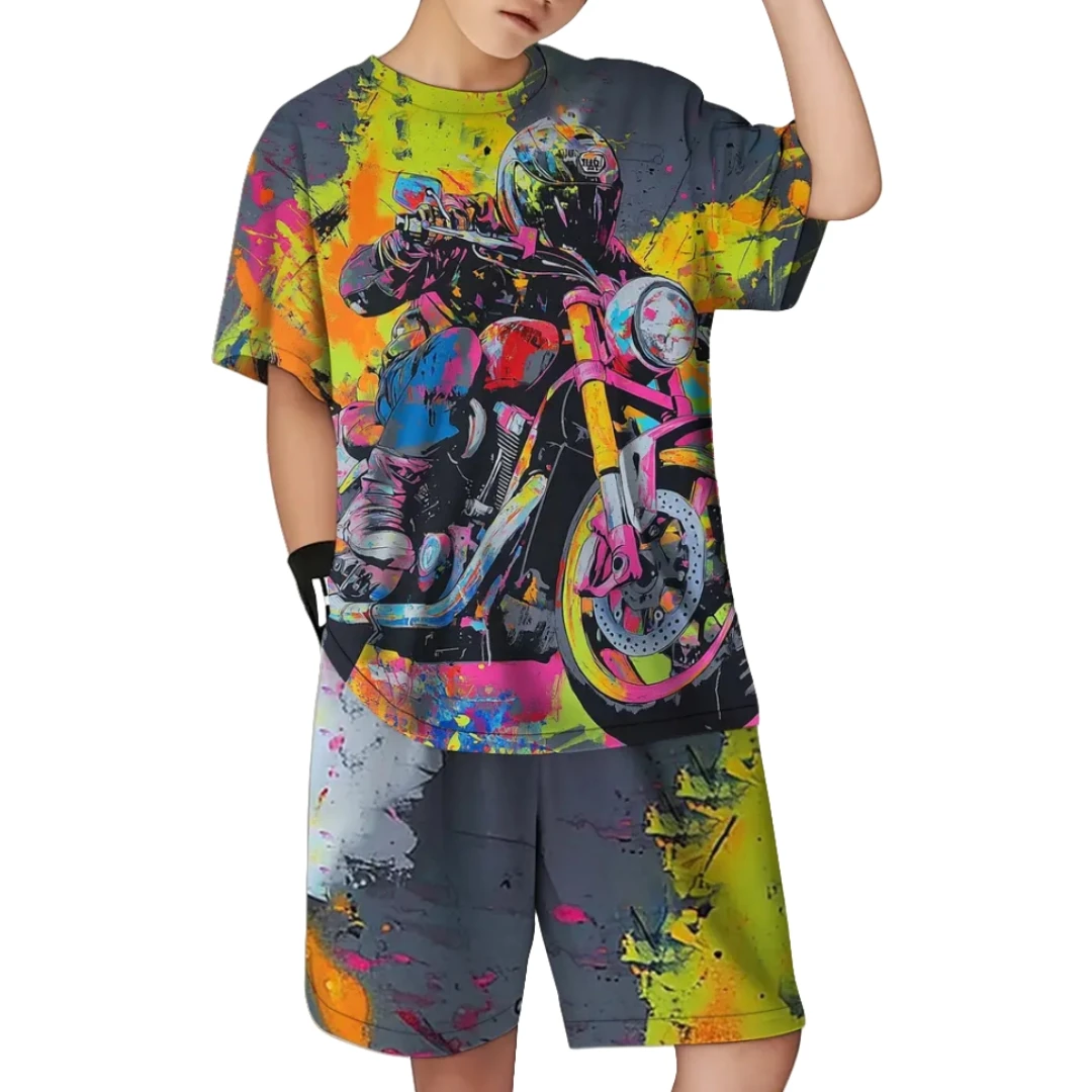 

Children's Sets Short Sleeve Set 3D Animal Printed Kids Clothes T-Shirts Child Set Fashion Suit for Boy O-Neck Kids Boy Clothes