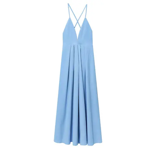 Imagen 2 del producto NOVEDAD DE VERANO 20225, productos, ropa de mujer, vestido plisado con espalda descubierta y cuello en V, vestido Midi con tirantes