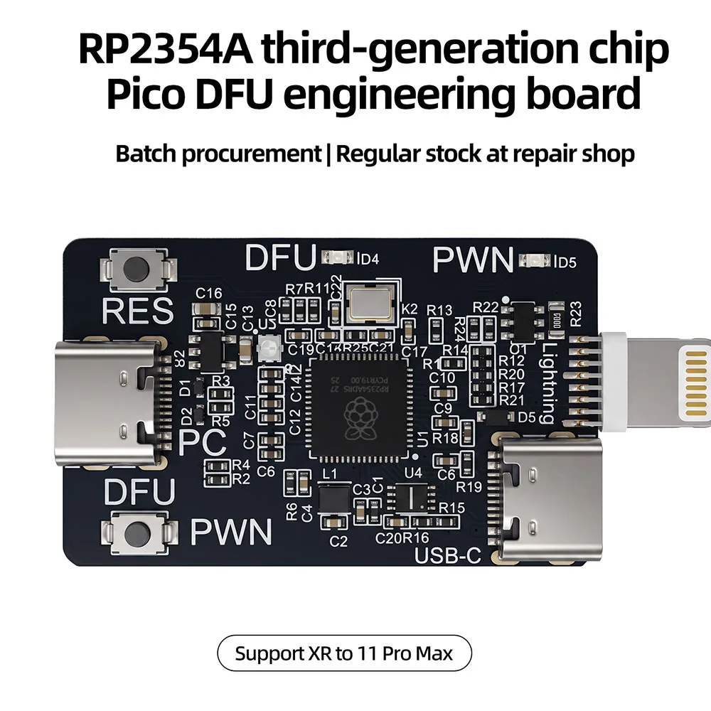RP2354A 3rd. Gen. PICO DFU Engneering Board Automatic DFU Entry Pwned Tool for iOS A12/A13 Repair Erase Tool Development Device