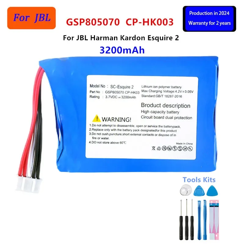 

Original GSP805070 CP-HK003 3200mAh For JBL Harman Kardon Esquire 2 Bluetooth Wireless Speaker Replacement Battery+Tools .