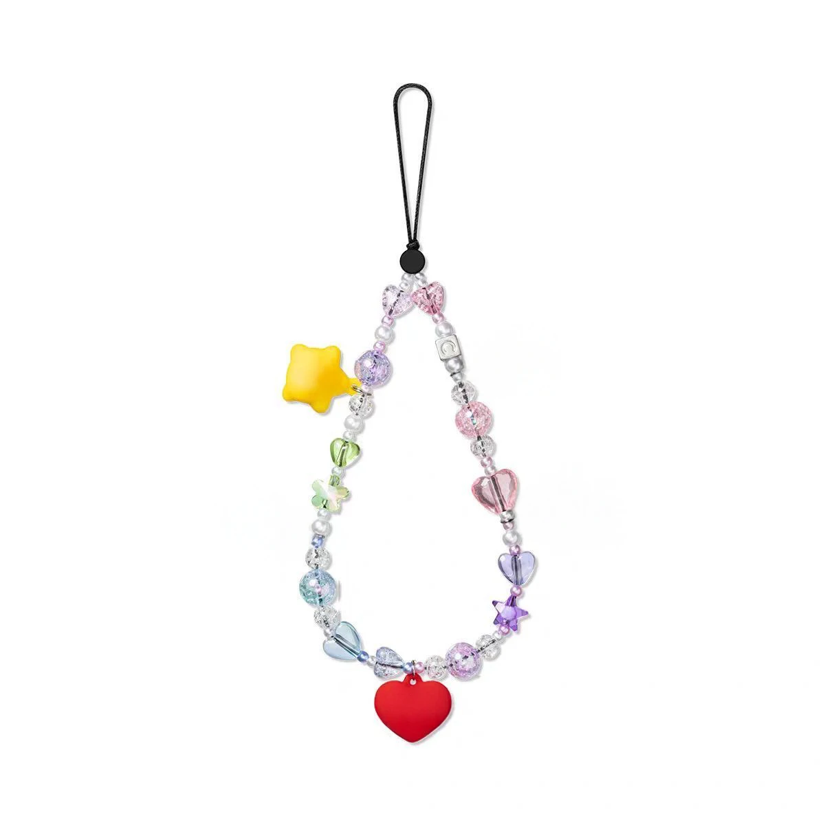 

Heart Star Bear Pendant Colorful Beads Universal Phone Charm Straps Short Lanyard Phone Hanging Chain