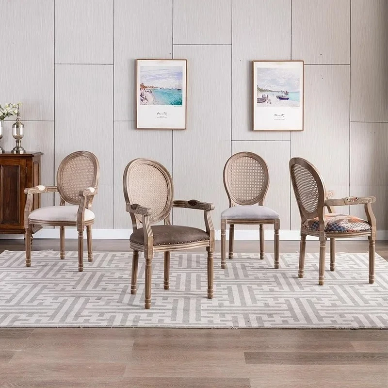 For American Solid Wood Dining Chair Hotel Cafe Restaurant Retro High-end Backrest Chairs Designer Vanity Chair Home Furniture