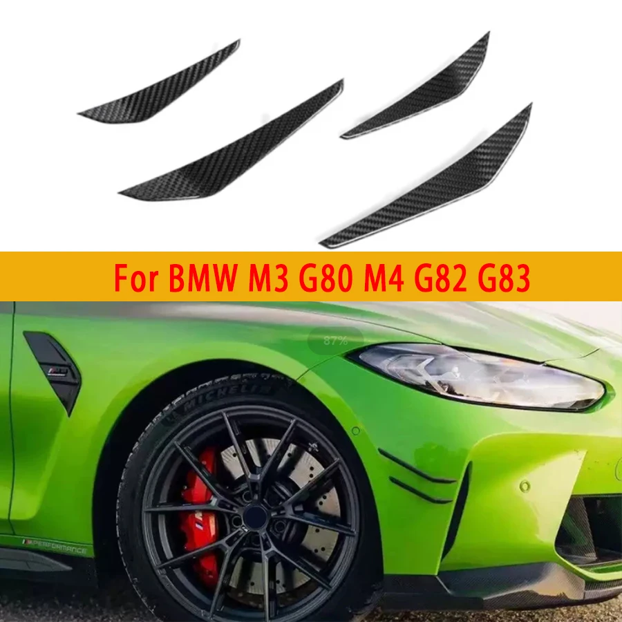 For BMW M3 G80 M4 G82 G83 Carbon Fiber Car Front Bumper Wind knife Splitter Spoiler Canard Air Knife  Trim Body kits MP Style