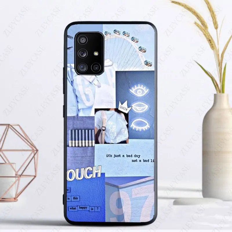 Funda femenina de arte estético de amor azul púrpura para samsung GALAXY A14, A53, A13, A12, A22, A23, A32, A34, A50, A51, A52S, A54, A70, A71, A73