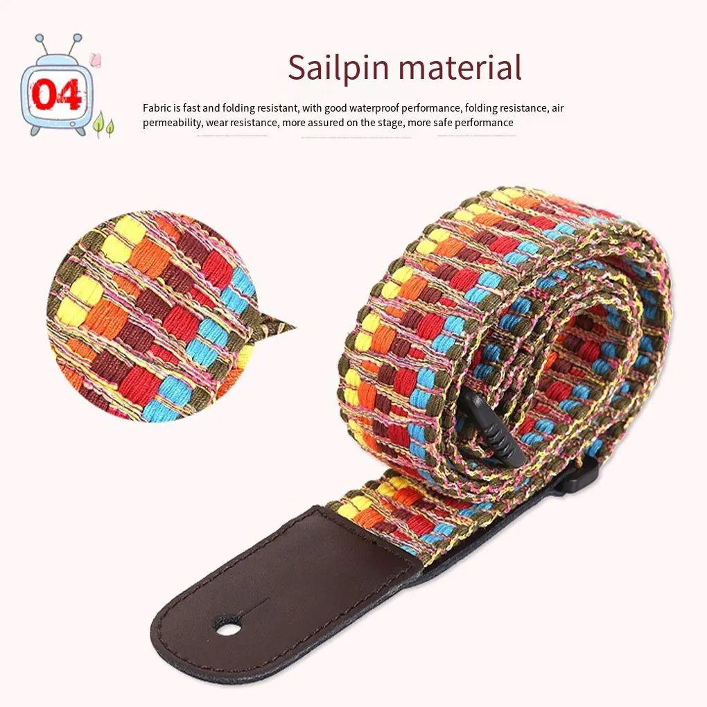 Ethnic Style Ukulele Strap Thermal Transfer Printed Ribbon Guitar Belt Shoulder Straps Instrument Mini Guitar Ukulele 136cm