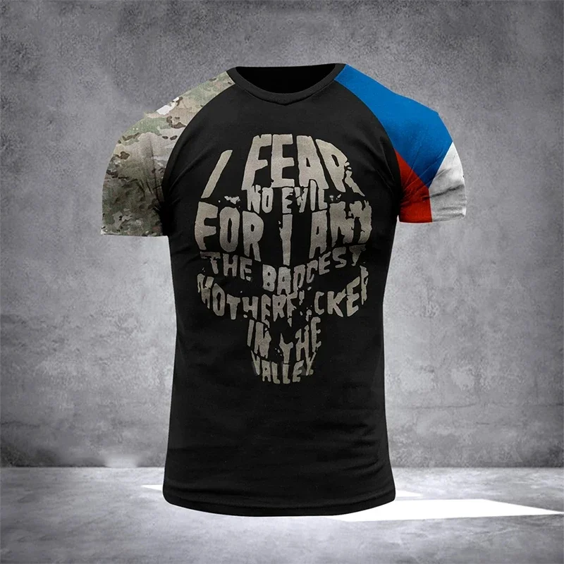 Czech Army T Shirt for Men Veteran Camouflage T-Shirt Tops 3D CZECH National Flag Print Tshirt Soldiers Forest Camo Tactical Tee