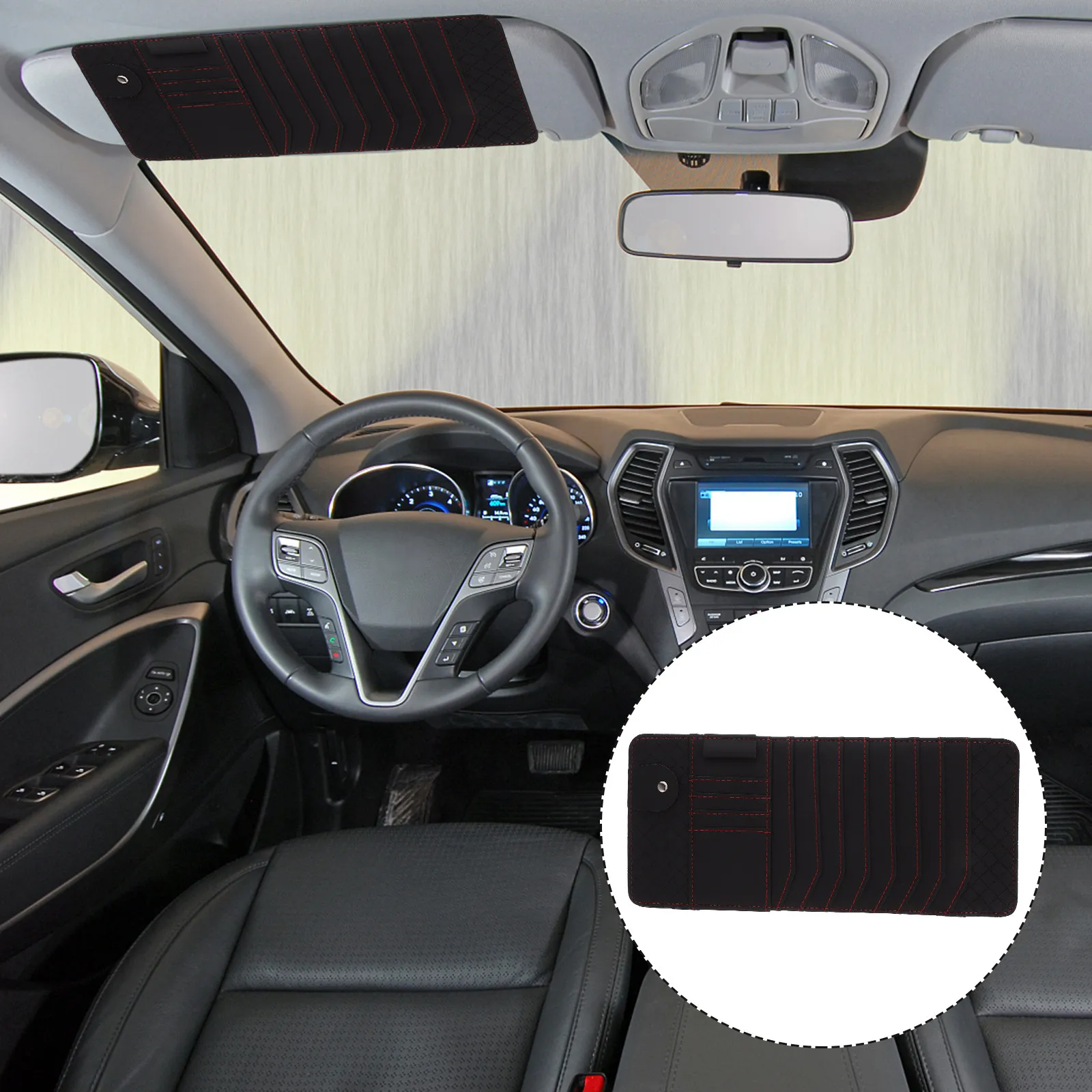 Organiseur de rangement pour pare-soleil de voiture pour documents de véhicule, articles de voyage, lunettes de soleil, permis de conduire, cartes, pare-soleil automobile