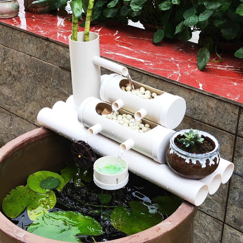 

Round fish tank double filter suction feces and oxygen water circulation ceramic round tank waterfall type