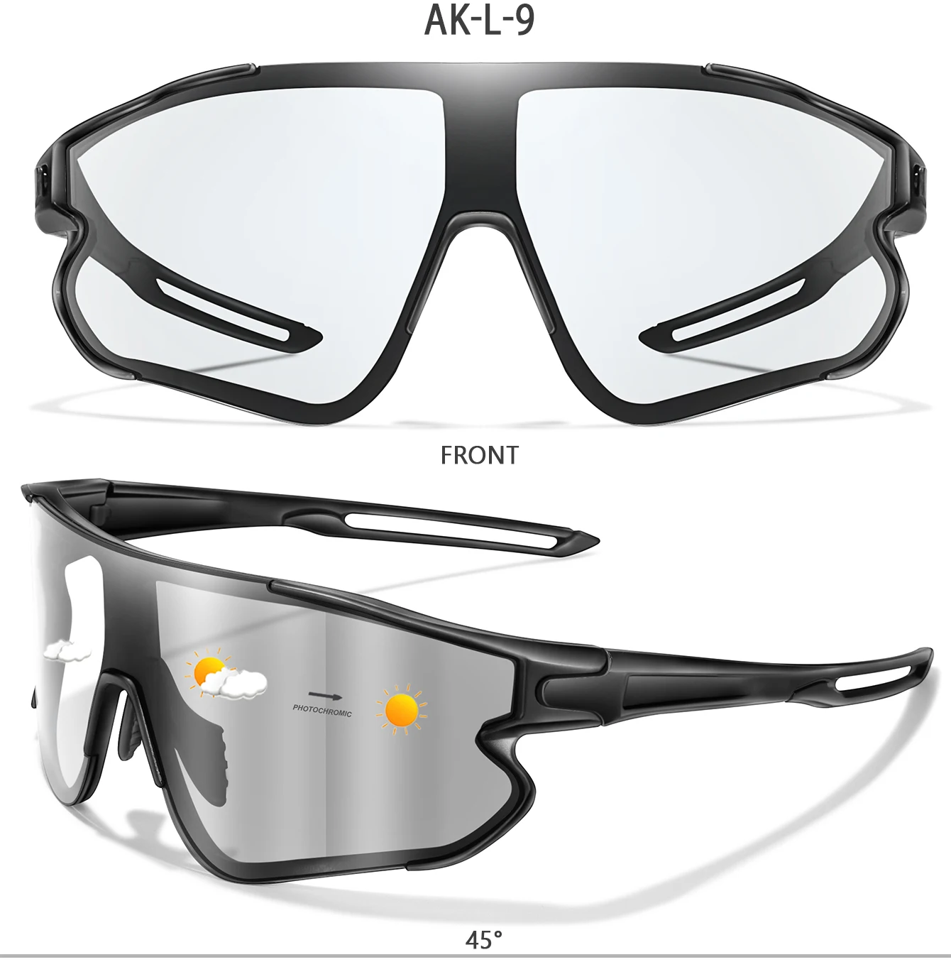 2 Packungen Männer Frauen Photochrome Radfahren Sonnenbrillen Outdoor Laufen Radfahren Mtb Fahrrad Wandern Fahren Brillen Mode Gläser – Detail 4