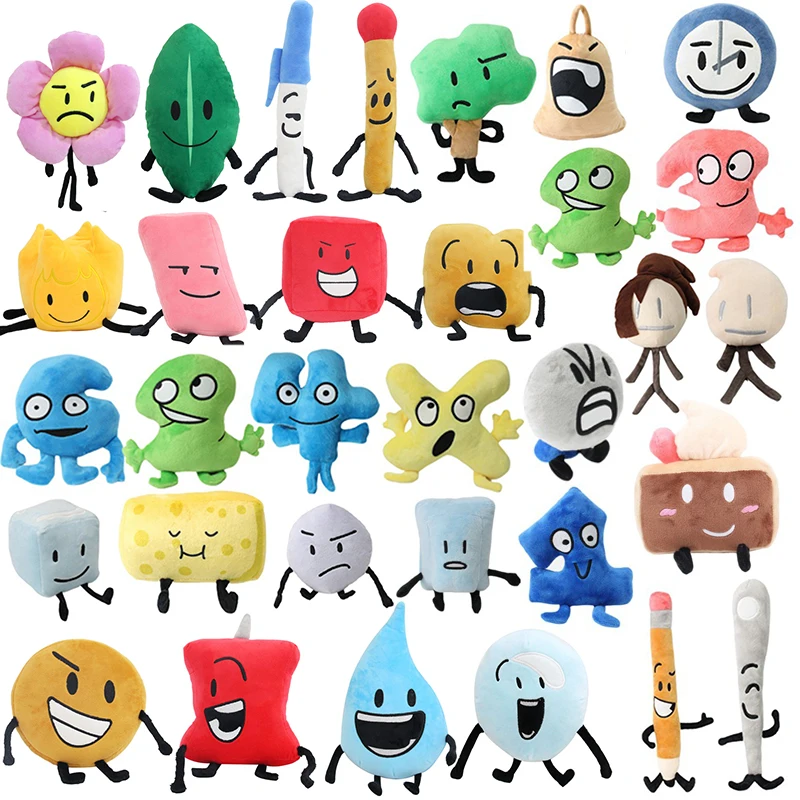 Anime Battle for Dream Island Plush Toys BFDI Plushie Dolls Leaf Fire Flower Water Drop Numbers Stuffed Figure Kids Peluche Gift